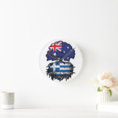 Griechisch-australische Treueflagge Runde Wanduhr (Zuhause)