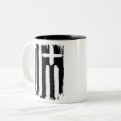 Griechisch beängstigend Schwarze Grunge Vintage Fl Zweifarbige Tasse (Vorderseite Links)