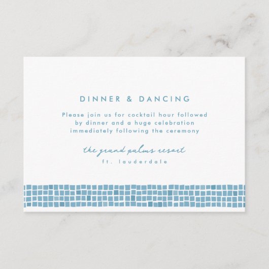 Griechisch-blaue Kachel-Rahmen einfache Hochzeitse Begleitkarte (Vorderseite)