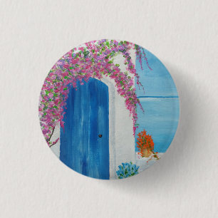 Griechisch-blaue Tür Button