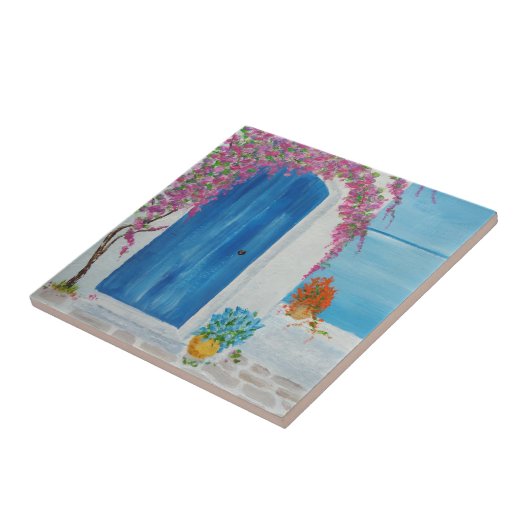 Griechisch-blaue Tür Fliese (Seite)