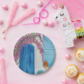 Griechisch-blaue Tür Pappteller (Party)