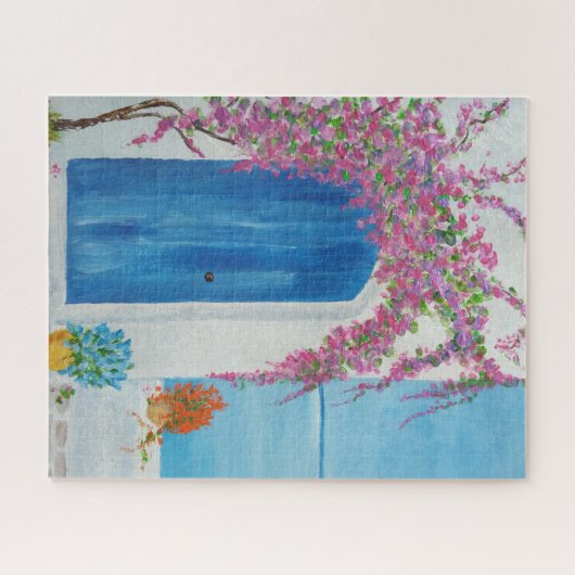Griechisch-blaue Tür Puzzle (Horizontal)