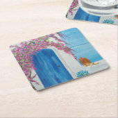 Griechisch-blaue Tür Rechteckiger Pappuntersetzer (angewinkelt)