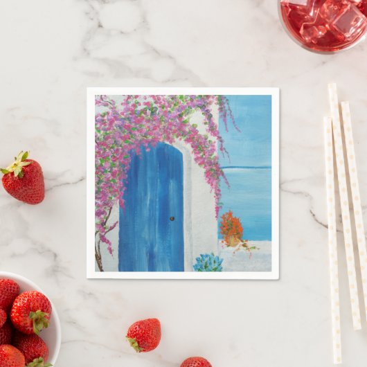 Griechisch-blaue Tür Serviette (Beispiel)