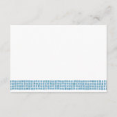 Griechisch-blaues Fliesenrahmen, einfache Hochzeit Begleitkarte (Rückseite)