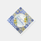Griechisch Blue Tiles Lemons Gold Glitzer Frame Serviette (Ecke)
