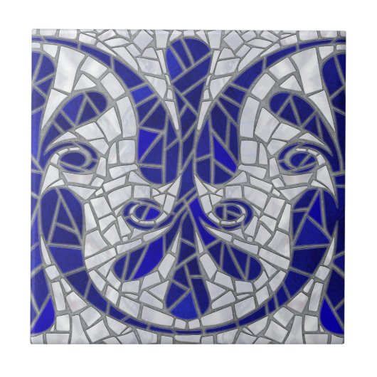 Griechisch Broken Tile Mosaik Art Blue Glass and P Fliese (Vorderseite)
