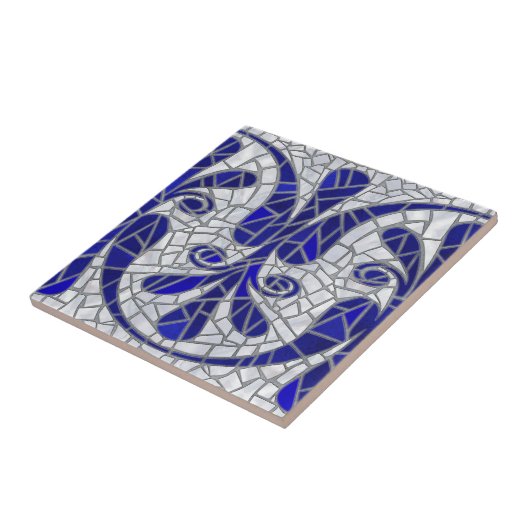 Griechisch Broken Tile Mosaik Art Blue Glass and P Fliese (Seite)