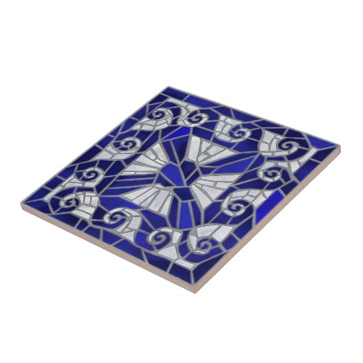 Griechisch Broken Tile Mosaik Art Blue Glass and P Fliese (Seite)