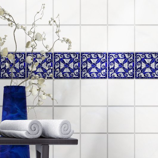 Griechisch Broken Tile Mosaik Art Blue Glass and P Fliese