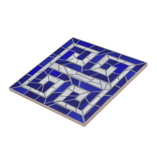 Griechisch Broken Tile Mosaik Art Blue Glass and P Fliese (Seite)