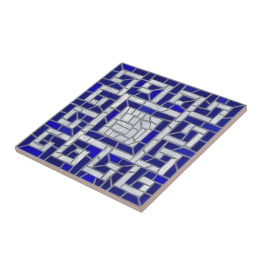 Griechisch Broken Tile Mosaik Art Blue Glass and P Fliese (Seite)