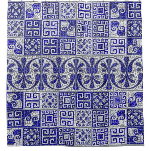 Griechisch Broken Tile Mosaik Art Duschvorhang (Vorderseite)