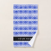 Griechisch Fret Arabesque Blue, Ihr Name, personal Badhandtuch Set (Handtuch)