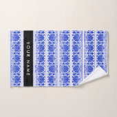 Griechisch Fret Arabesque Blue, Ihr Name, personal Badhandtuch Set (Handtuch)