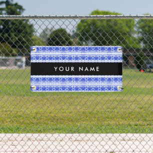 Griechisch Fret Arabesque Blue, Ihr Name, personal Banner