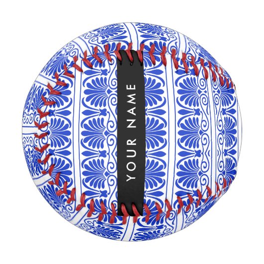 Griechisch Fret Arabesque Blue, Ihr Name, personal Baseball (Vorderseite Links)