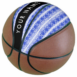 Griechisch Fret Arabesque Blue, Ihr Name, personal Basketball