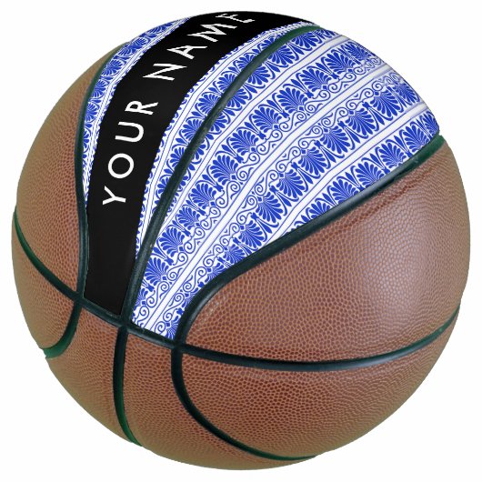 Griechisch Fret Arabesque Blue, Ihr Name, personal Basketball (angewinkelt)