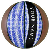 Griechisch Fret Arabesque Blue, Ihr Name, personal Basketball (Vertikal)