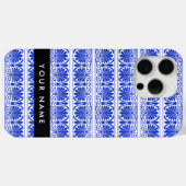 Griechisch Fret Arabesque Blue, Ihr Name, personal Case-Mate iPhone Hülle (Rückseite (Horizontal))