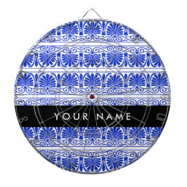 Griechisch Fret Arabesque Blue, Ihr Name, personal Dartscheibe