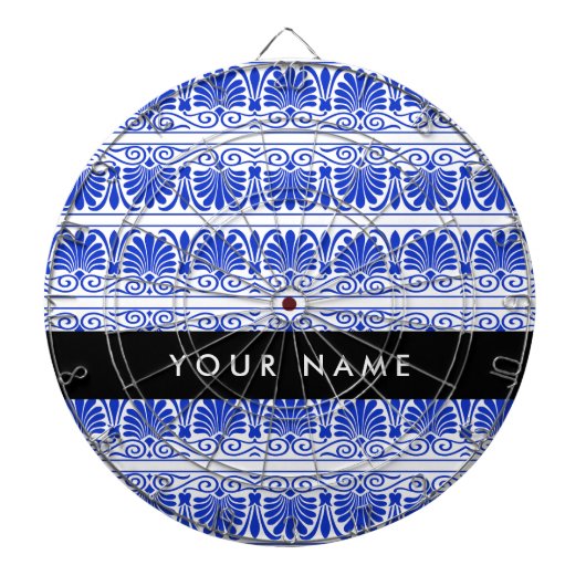 Griechisch Fret Arabesque Blue, Ihr Name, personal Dartscheibe (vorne)