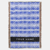 Griechisch Fret Arabesque Blue, Ihr Name, personal Decke (Vorderseite Vertikal)