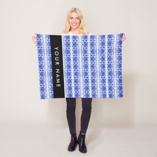 Griechisch Fret Arabesque Blue, Ihr Name, personal Fleecedecke (Beispiel)