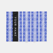Griechisch Fret Arabesque Blue, Ihr Name, personal Fleecedecke (Vorderseite (Horizontal))