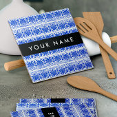Griechisch Fret Arabesque Blue, Ihr Name, personal Fliese