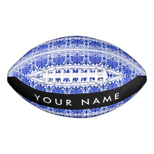 Griechisch Fret Arabesque Blue, Ihr Name, personal Football (Vorderseite)