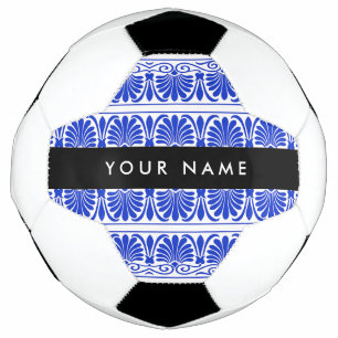 Griechisch Fret Arabesque Blue, Ihr Name, personal Fußball