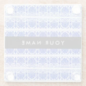 Griechisch Fret Arabesque Blue, Ihr Name, personal Glasuntersetzer (Rückseite)
