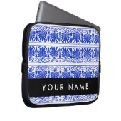 Griechisch Fret Arabesque Blue, Ihr Name, personal Laptopschutzhülle (Vorne Rechts)