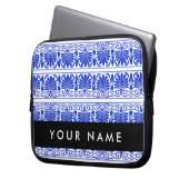 Griechisch Fret Arabesque Blue, Ihr Name, personal Laptopschutzhülle (Vorderseite Links)