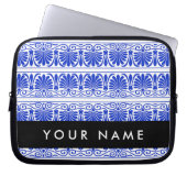 Griechisch Fret Arabesque Blue, Ihr Name, personal Laptopschutzhülle (Vorderseite)