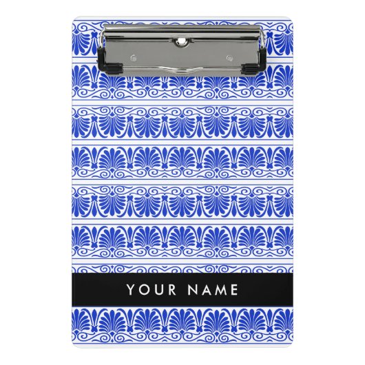 Griechisch Fret Arabesque Blue, Ihr Name, personal Mini Klemmbrett (Vorderseite)