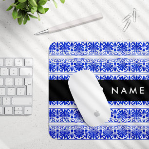 Griechisch Fret Arabesque Blue, Ihr Name, personal Mousepad