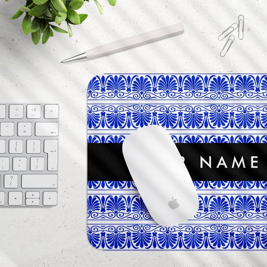 Griechisch Fret Arabesque Blue, Ihr Name, personal Mousepad
