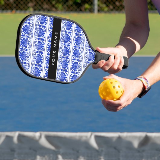 Griechisch Fret Arabesque Blue, Ihr Name, personal Pickleball Schläger (InSitu)