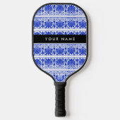 Griechisch Fret Arabesque Blue, Ihr Name, personal Pickleball Schläger (Vorderseite)