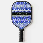 Griechisch Fret Arabesque Blue, Ihr Name, personal Pickleball Schläger (Rückseite)