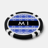 Griechisch Fret Arabesque Blue, Ihr Name, personal Pokerchips (Einzeln)