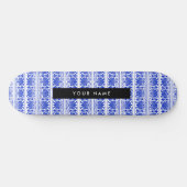 Griechisch Fret Arabesque Blue, Ihr Name, personal Skateboard (Horizontal)