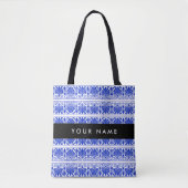 Griechisch Fret Arabesque Blue, Ihr Name, personal Tasche (Vorderseite)