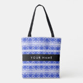 Griechisch Fret Arabesque Blue, Ihr Name, personal Tasche (Rückseite)