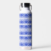 Griechisch Fret Arabesque Blue, Ihr Name, personal Trinkflasche (Vorne)