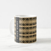 Griechisch Fret Arabesque Brown, Ihr Name, persona Kaffeetasse (Vorderseite Links)